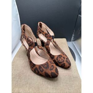 Life Stride "Giovanna 2" Leopard Animal  Print Ankle Strap Heels Size 7
